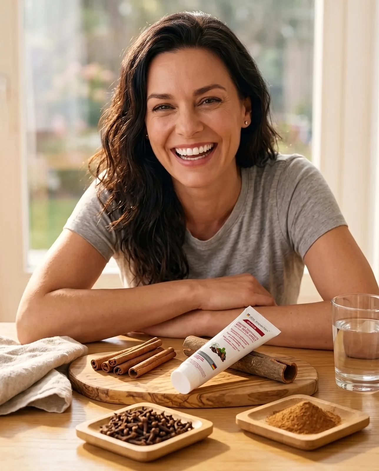 Toothpaste for bleeding and inflamed gums with cinnamon oil and clove extract, fluoride-free