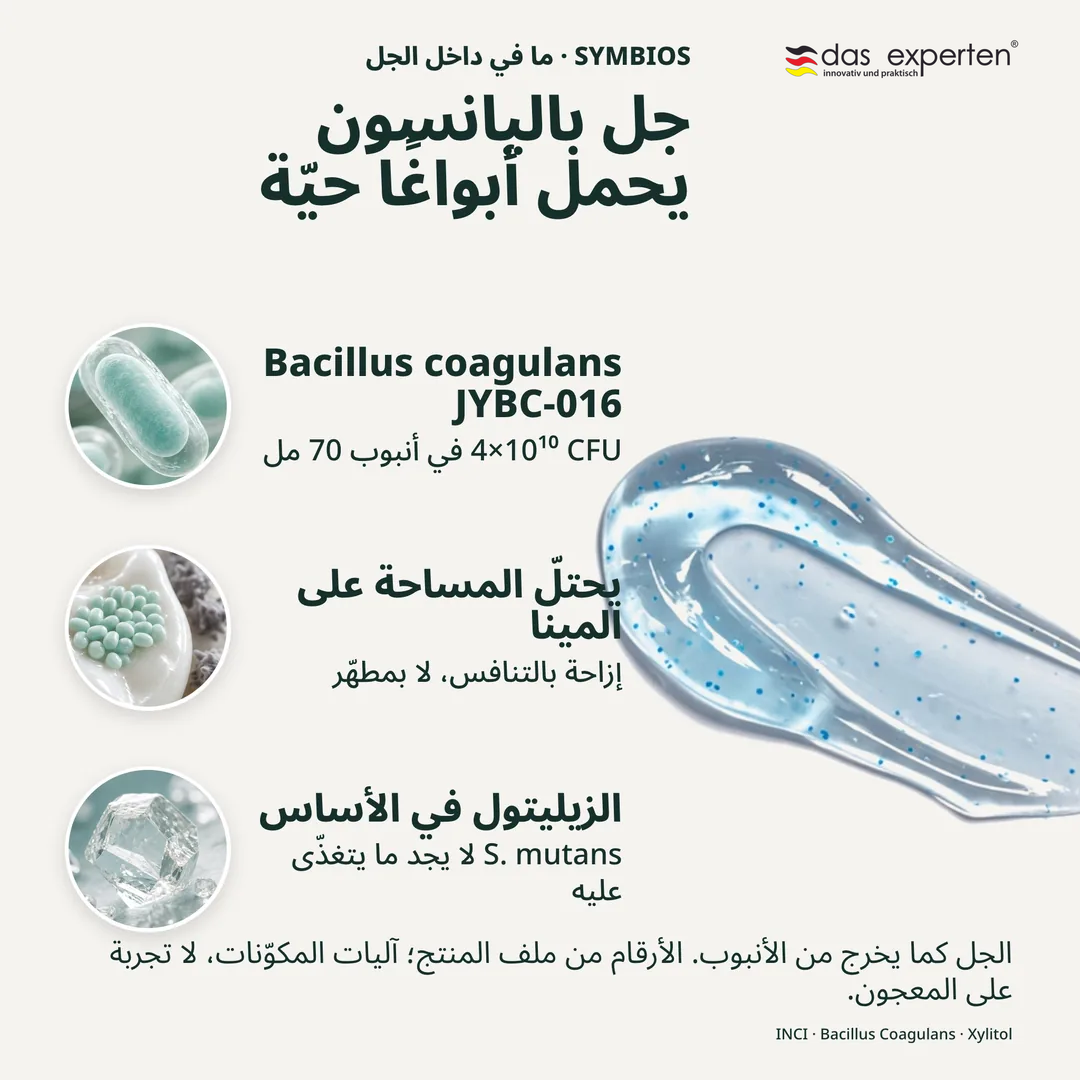 جل باليانسون يحمل أبواغًا حيّة, Bacillus coagulans JYBC 016; يحتلّ المساحة على المينا; الزيليتول في الأساس