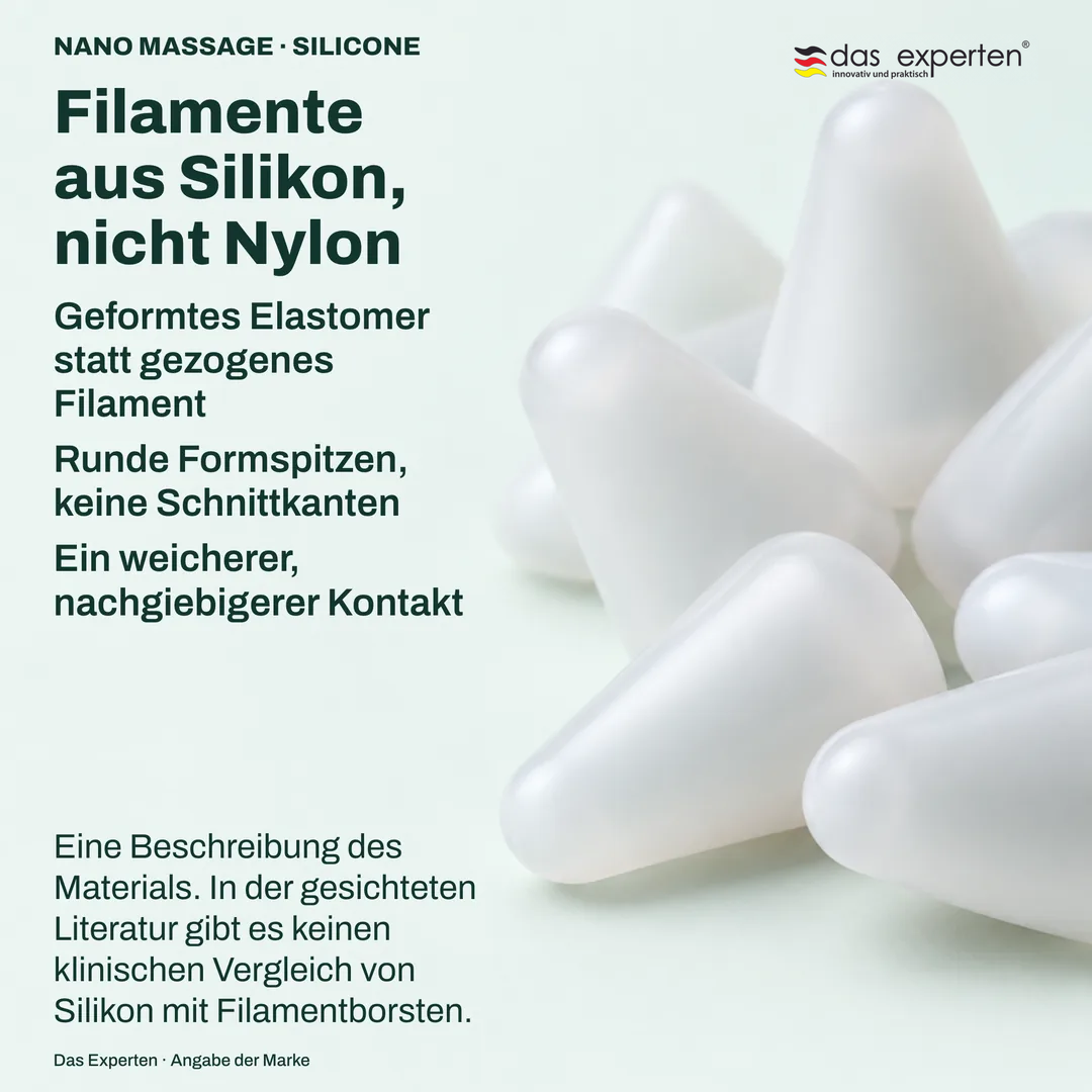 Texturstudie geformter Silikonspitzen in nicht maßstäblicher Vergrößerung: Materialoberfläche und rund geformtes Ende