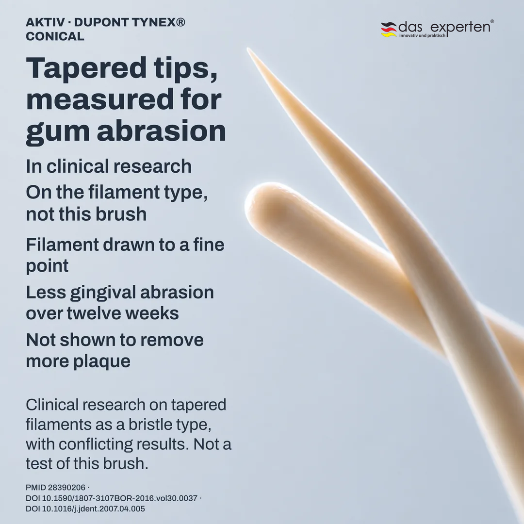Filament geometry study: one tapered tip profile beside one round ended profile, schematic outlines at non literal scale