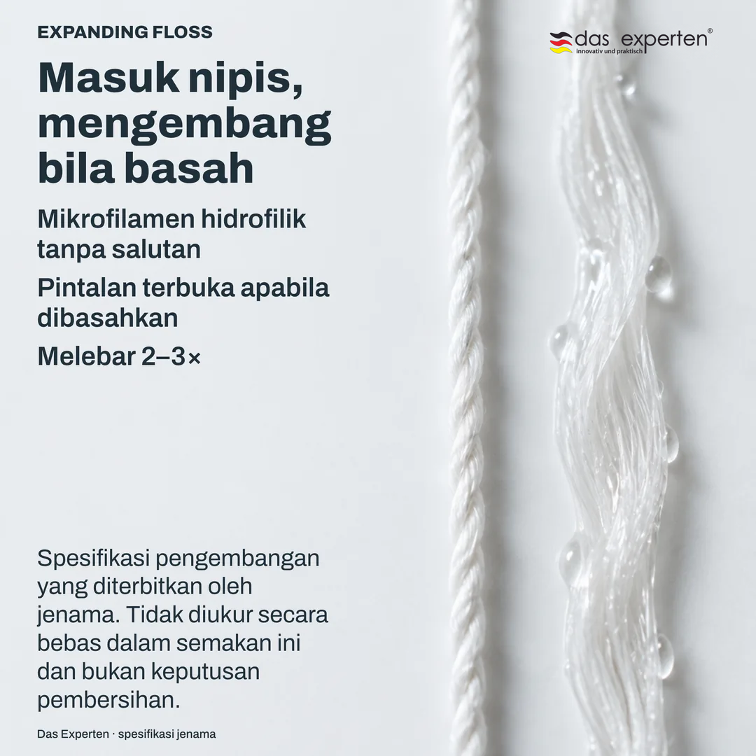 Kajian bahan: seberkas filamen halus, kering dan ketat di satu sisi, basah dan terbuka di sisi lain, atas latar kosong