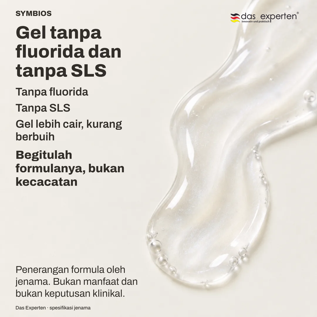 Ilustrasi gel lut sinar pada kepala berus, lebih cair daripada ubat gigi dan kurang berbuih