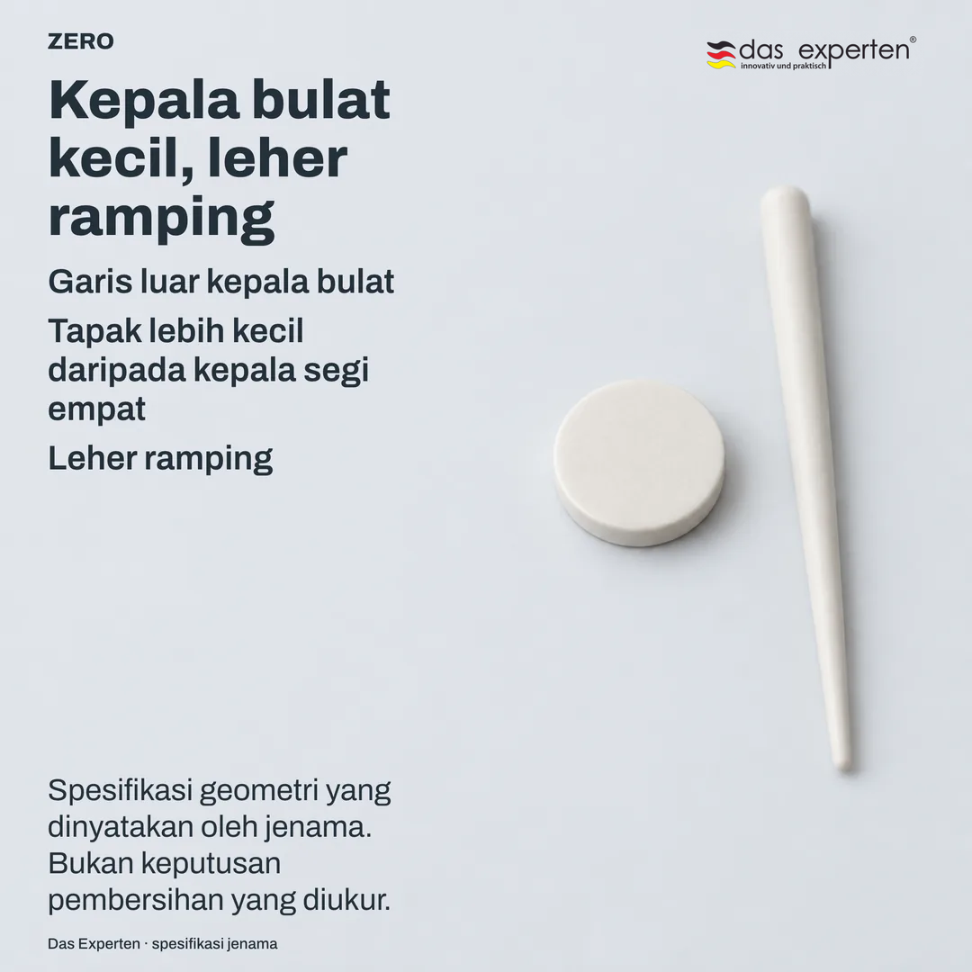 Skema teknikal rata: garis luar kepala bulat dan profil leher ramping, dilukis sebagai bentuk, bukan produk