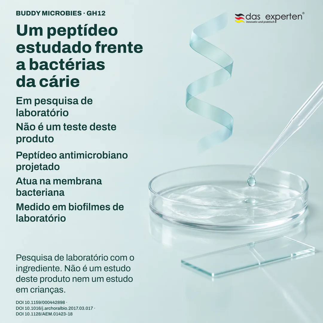 Ilustração de laboratório: amostras de biofilme medidas com o peptídeo GH12, pesquisa com o ingrediente