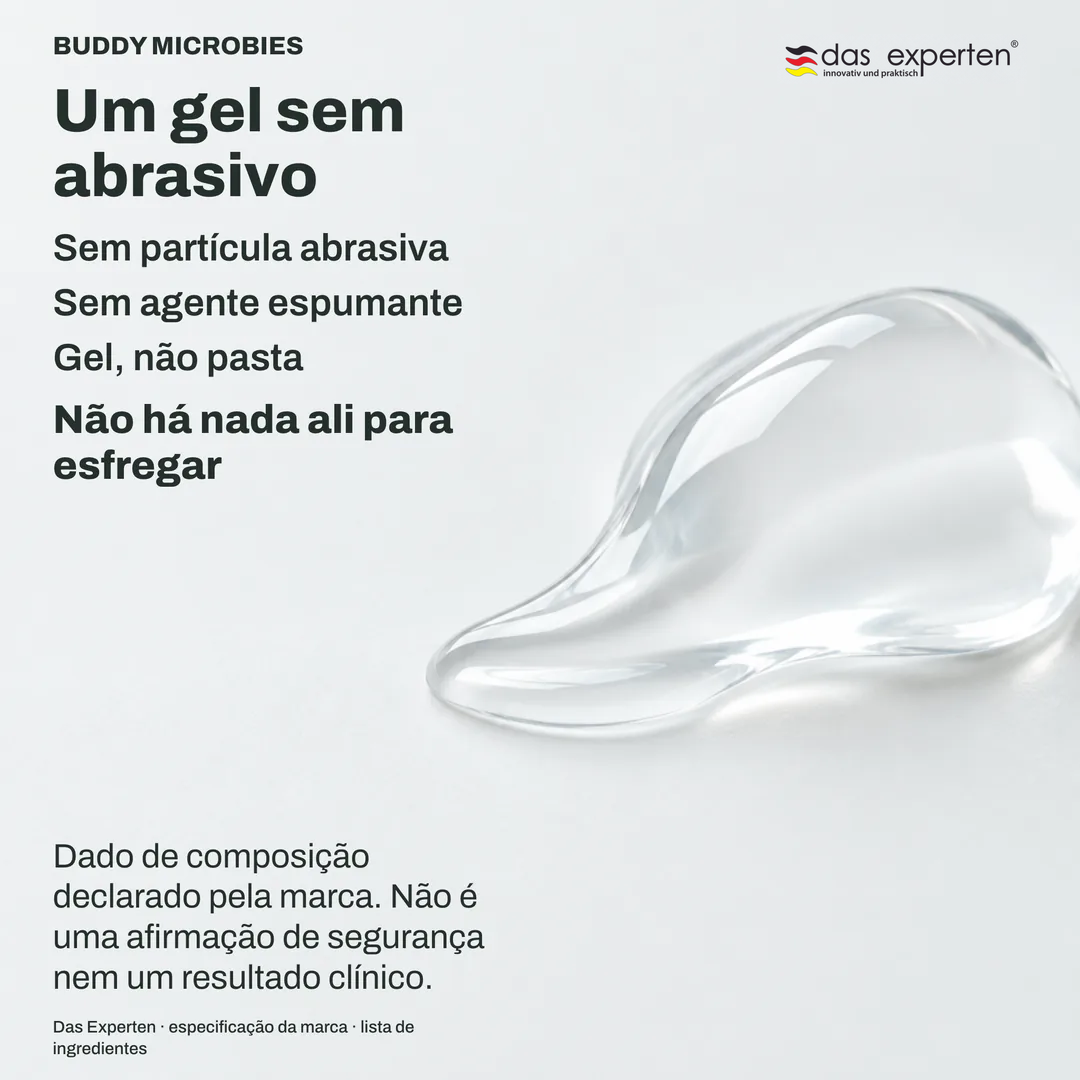 Ilustração de um gel transparente em uma cabeça de escova pequena, sem espuma: um gel sem abrasivo
