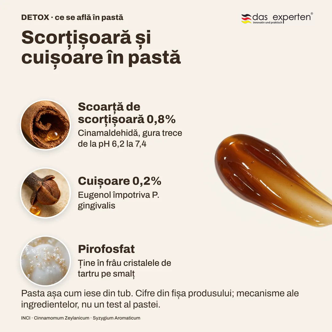 Scorțișoară și cuișoare în pastă, Scoarță de scorțișoară 0,8%; Cuișoare 0,2%; Pirofosfat