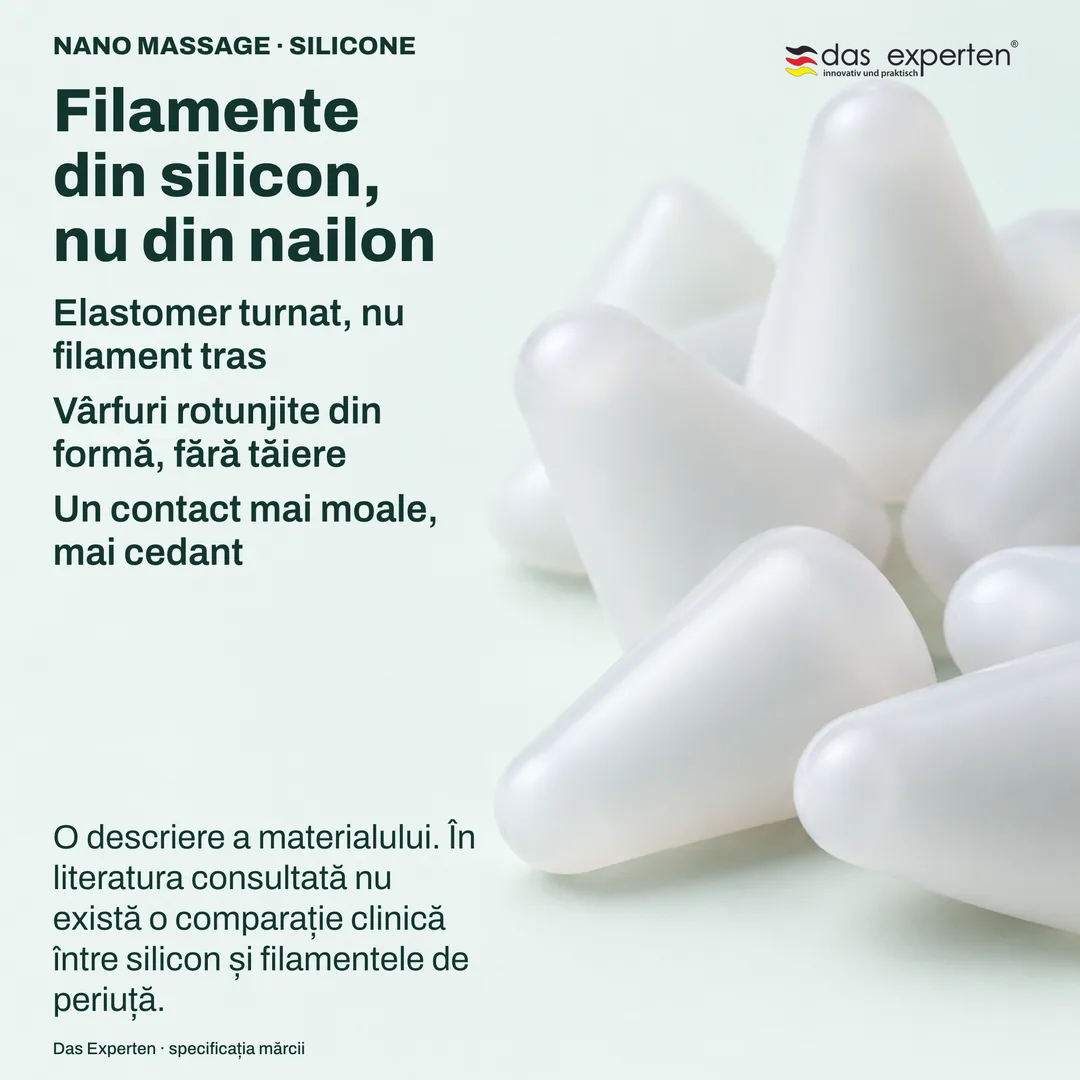 Studiu de textură al vârfurilor de elastomer turnat, la scară nefidelă: suprafața materialului și capătul rotunjit