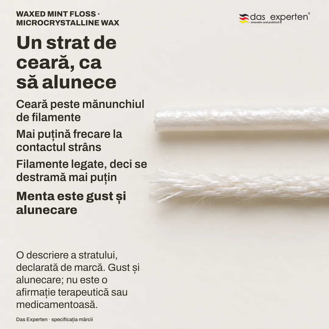 Studiu de material: un fir cerat mărit, cu strat continuu, lângă un mănunchi necerat ale cărui fibre se desfac