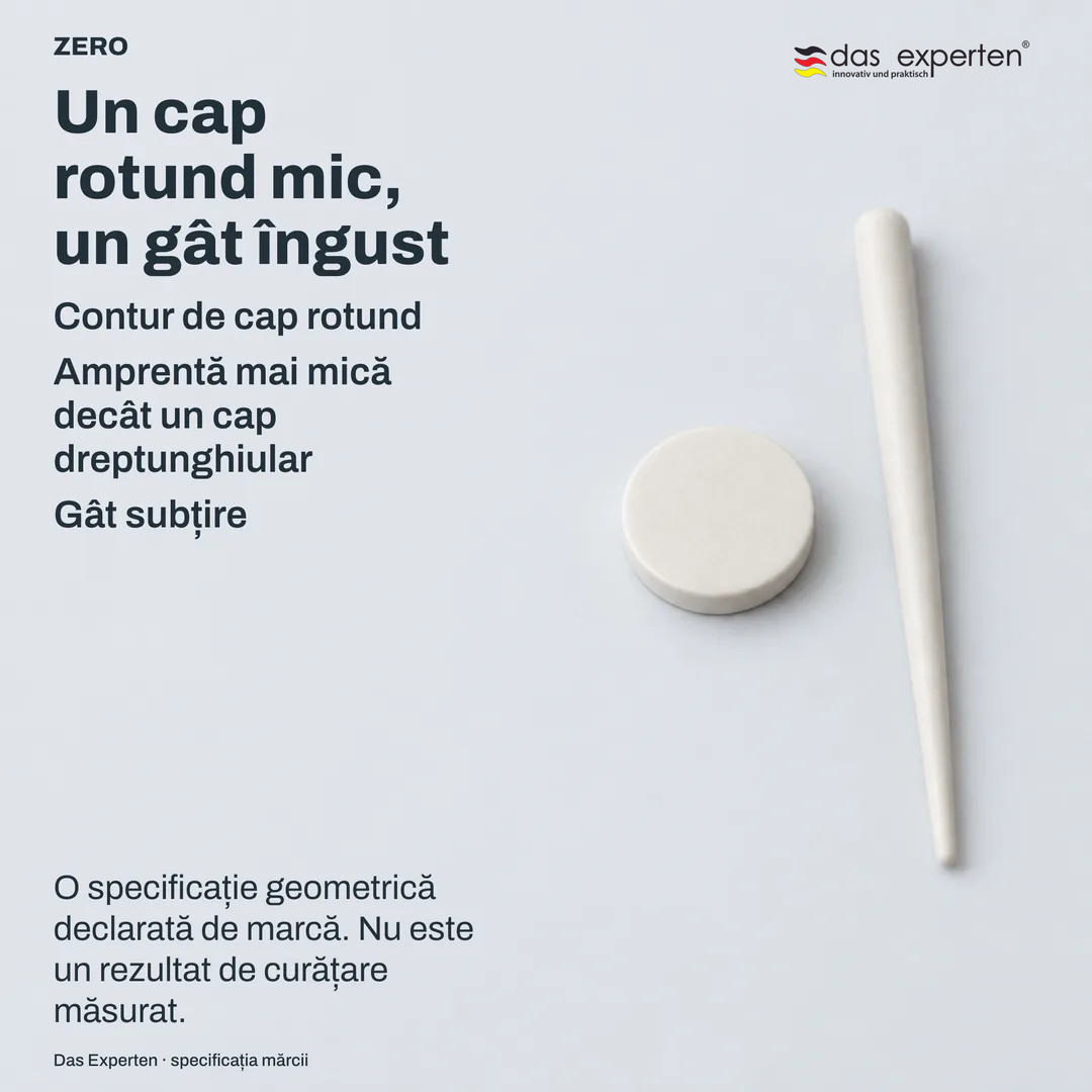 Schemă tehnică plată: conturul unui cap rotund și profilul unui gât subțire, desenate ca formă, nu ca produs