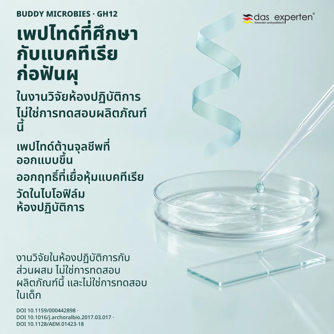 ภาพประกอบห้องปฏิบัติการ: ตัวอย่างไบโอฟิล์มที่วัดร่วมกับเพปไทด์ GH12 ศึกษาส่วนผสม ไม่ใช่ผลิตภัณฑ์