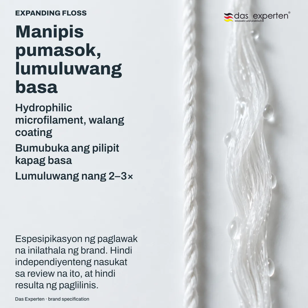 Pag aaral ng materyal: bungkos ng pinong filament, tuyo at sikip sa isang gilid, basa at bukas sa kabila