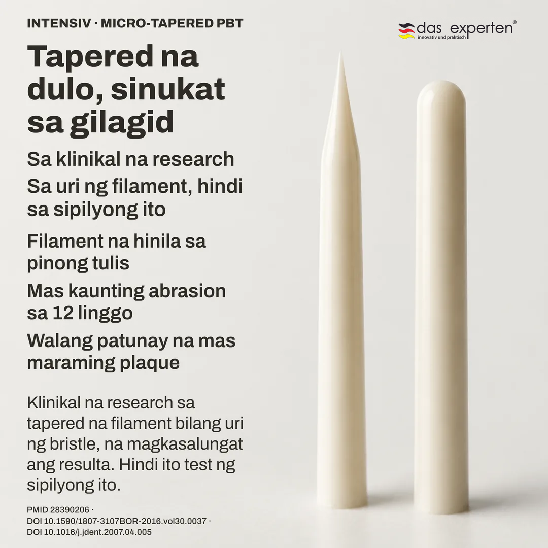 Pag aaral ng geometry: profile ng tapered na dulo katabi ng bilog na dulo, eskematiko sa di literal na sukat