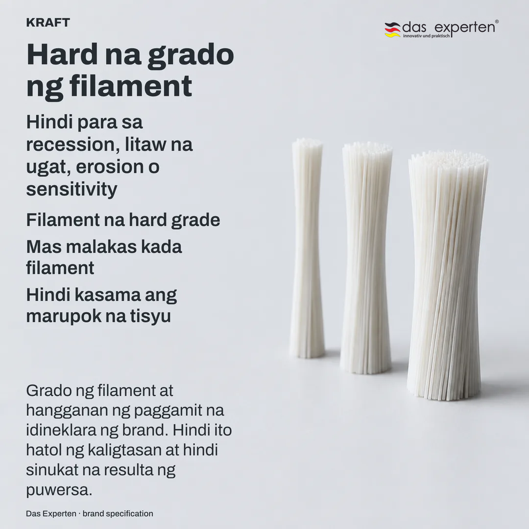 Specification plate: grado ng filament sa neutral na scale, katabi ang exclusion ng brand sa parehong bigat
