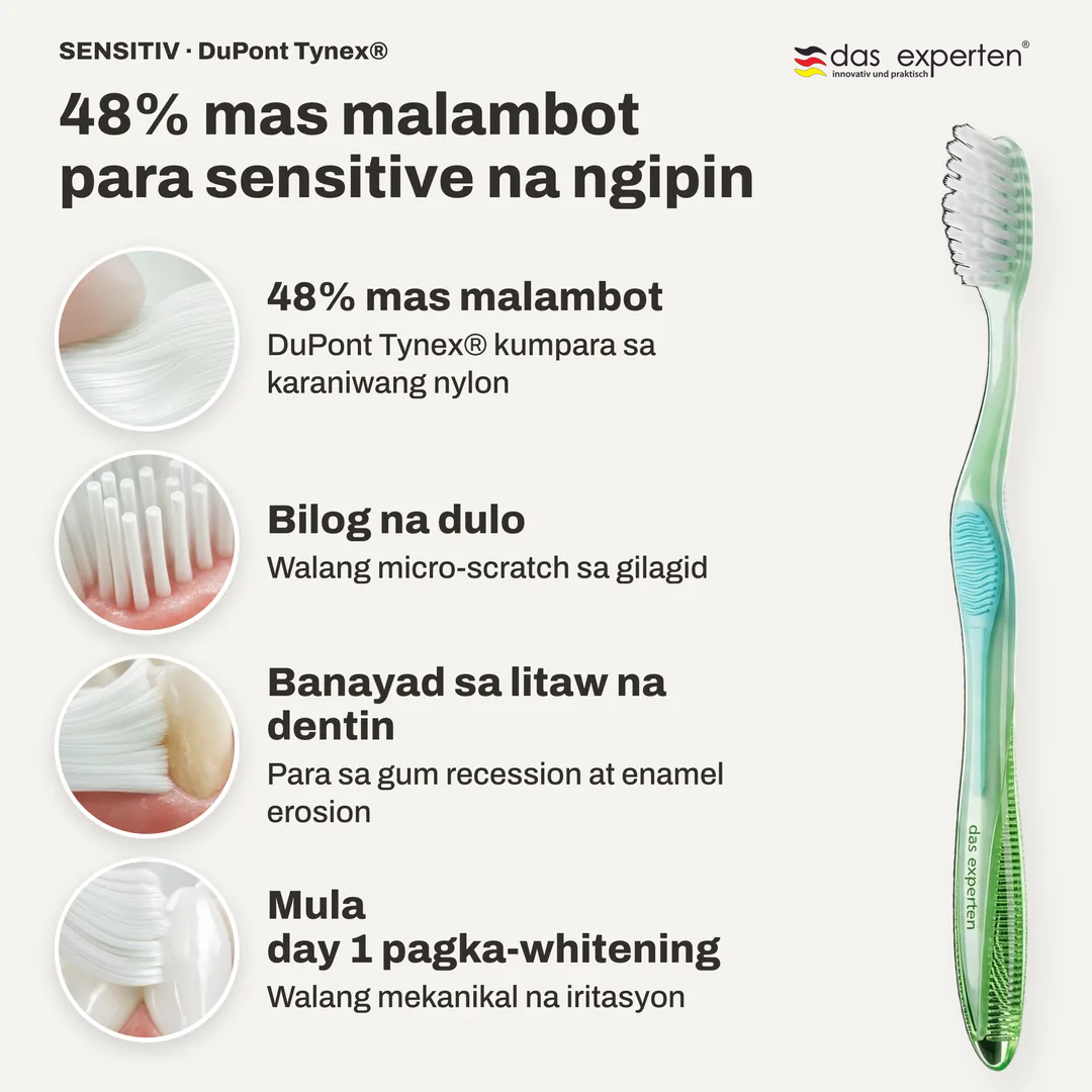 48% mas malambot para sensitive na ngipin, 48% mas malambot; Bilog na dulo; Banayad sa litaw na dentin; Mula day 1 pagka whitening
