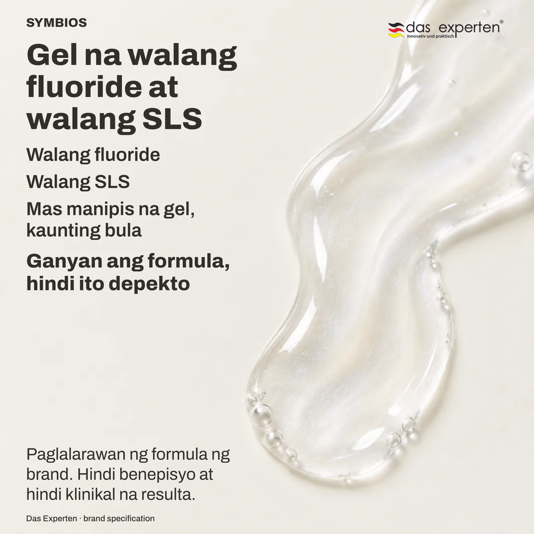 Ilustrasyon ng malinaw na gel sa brush head, mas manipis kaysa toothpaste at kaunti ang bula
