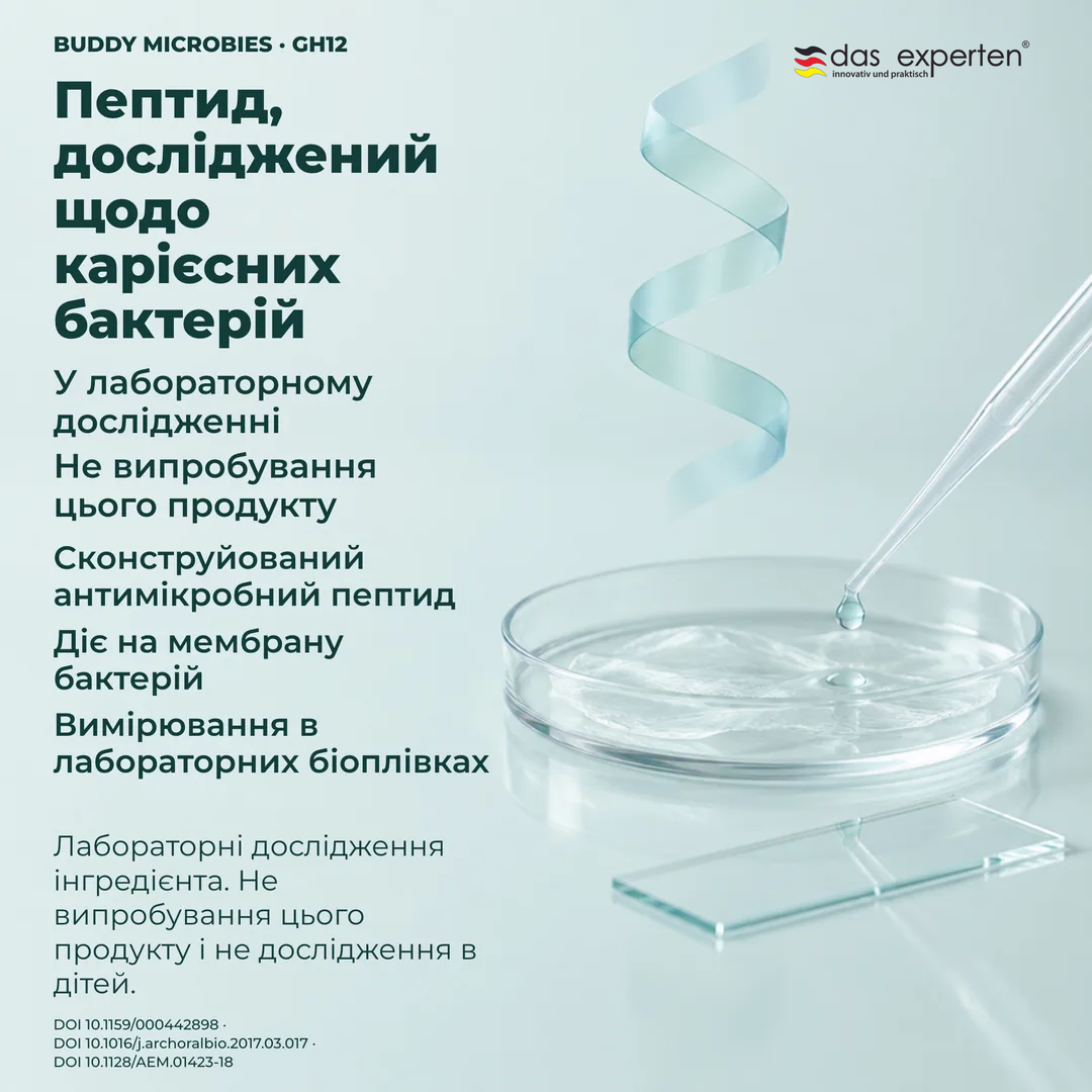 Лабораторна ілюстрація: зразки біоплівки під вимірюванням із пептидом GH12, дослідження інгредієнта