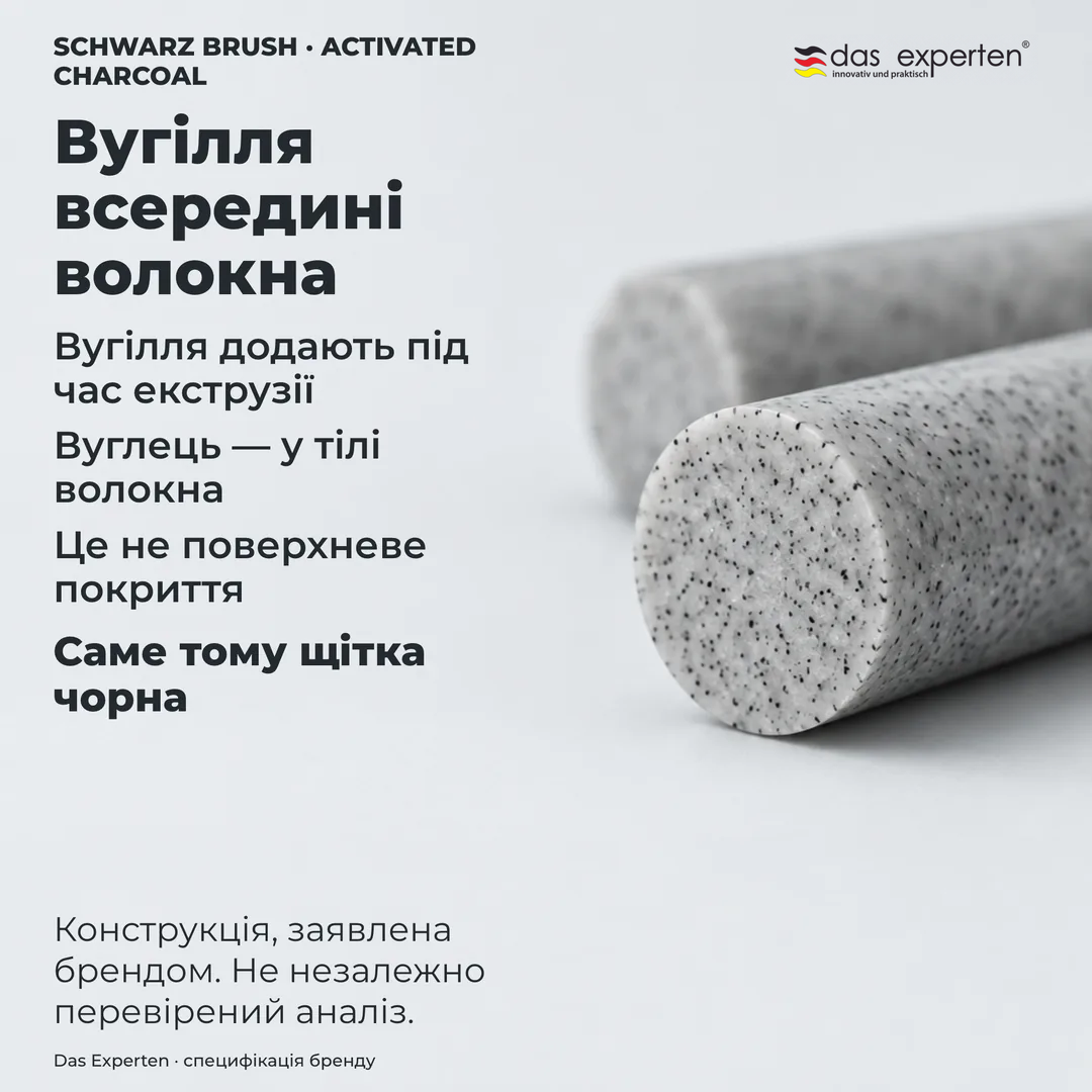 Схематичний переріз волокна: вугілля розподілене в полімері, а не нанесене на поверхню