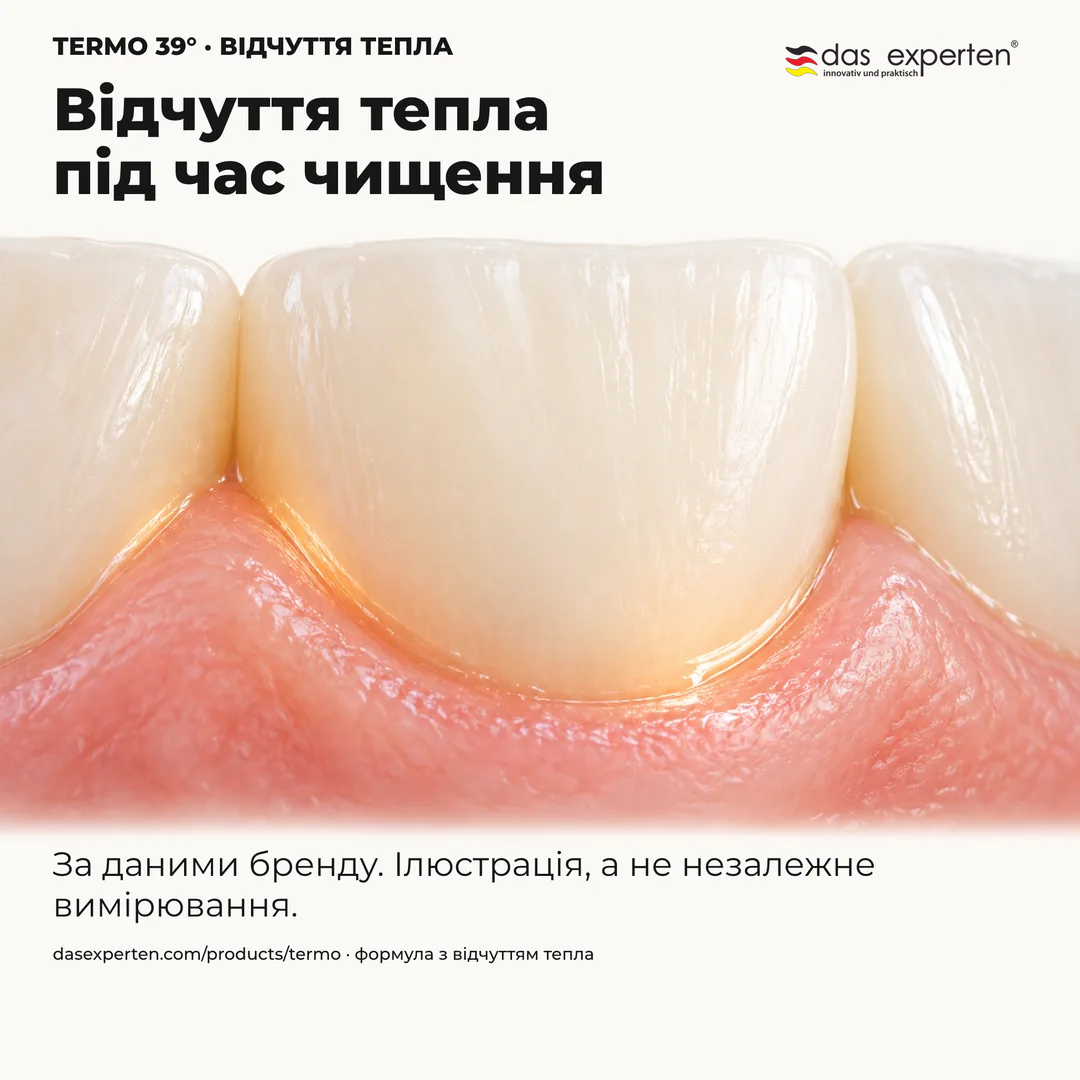 Ілюстрація відчуття тепла під час чищення зубів із TERMO 39°, сенсорна особливість формули