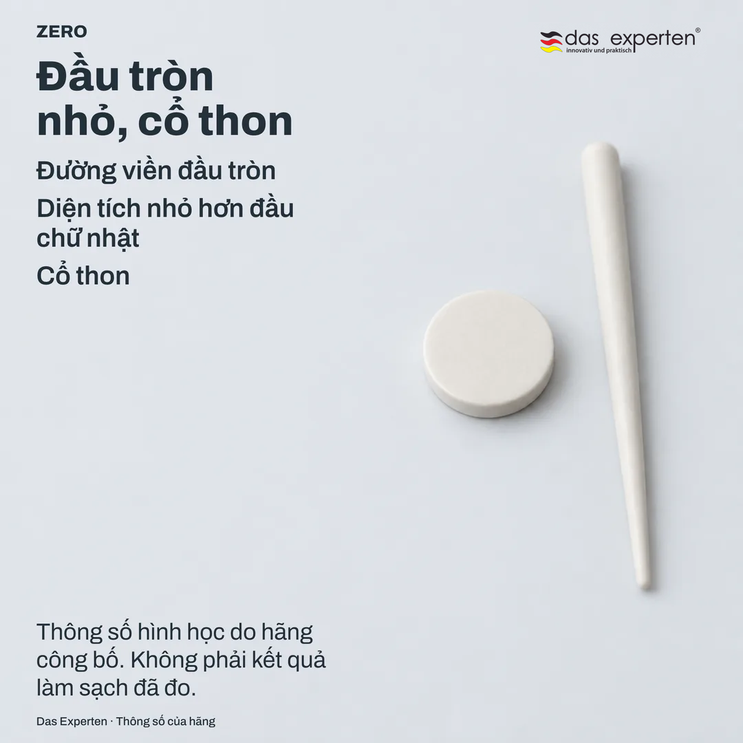 Bản vẽ kỹ thuật phẳng: đường viền đầu bàn chải tròn và mặt cắt cổ thon, vẽ như một hình dạng